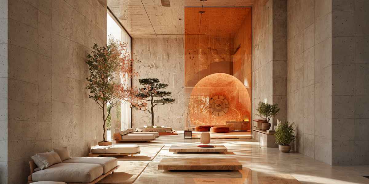 Luxe lobby met biophilic design en geurmarketing integratie voor IEQ.